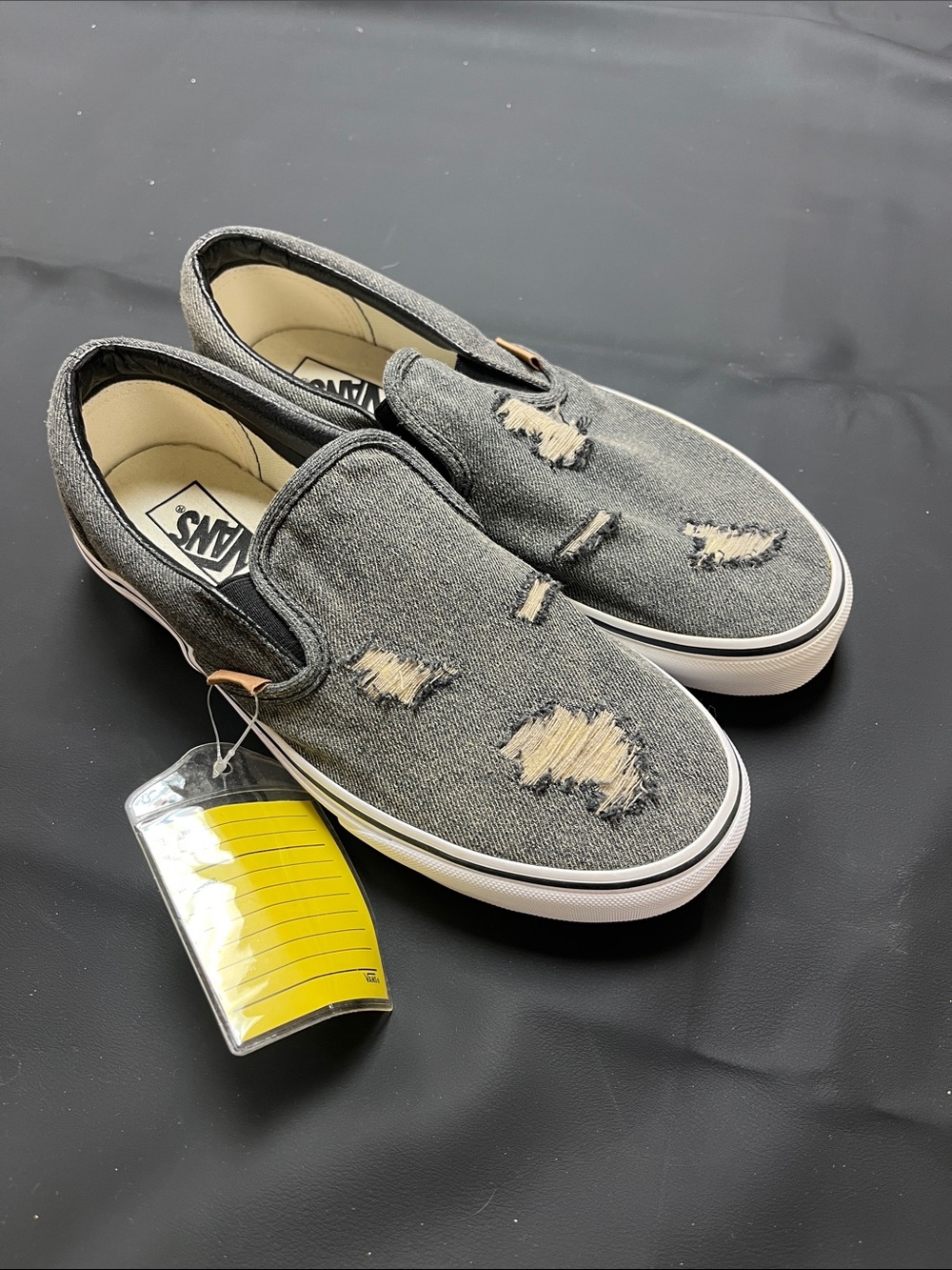 Vans Gray Distressed Canvas Slip-On Loafers